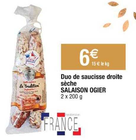 Duo De Saucisse Droite Sèche Salaison Ogier