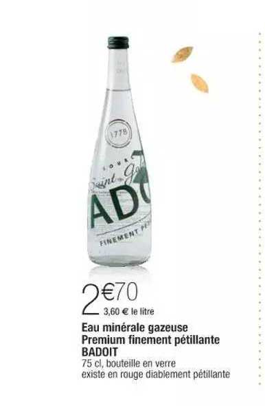 Eau Minérale Gazeuse Premium Finement Pétillante Badoit