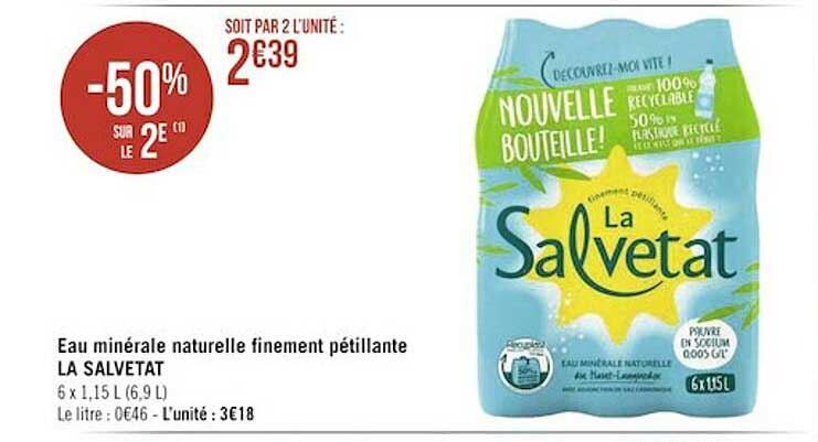 eau minérale naturelle finement pétillante la salvetat