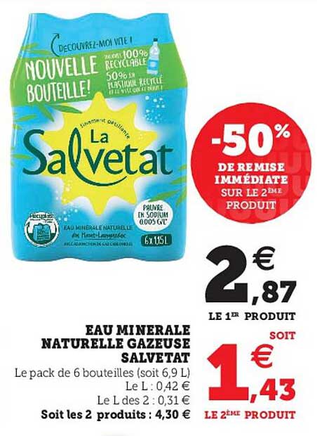 Eau Minérale Naturelle Gazeuse Salvetat