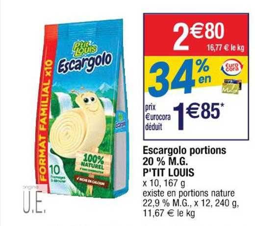escargolo portions 20% m.g. p'tit louis