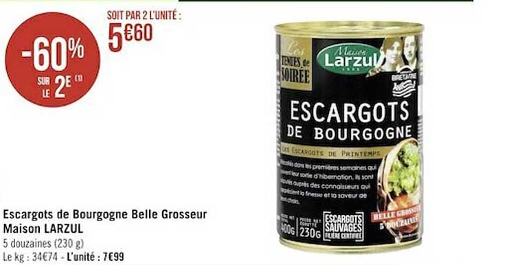 escargots de bourgogne belle grosseur maison larzul