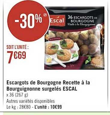 Escargots De Bourgogne Recette à La Bourguignonne Surgelés Escal