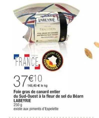 foie gras de canard entier du sud-ouest à la fleur de sel de béarn labeyrie