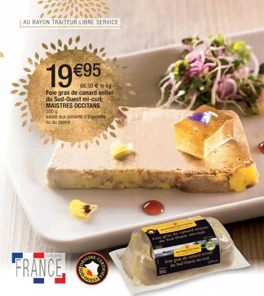foie gras de canard entier du sud-ouest mi-cuit maistres occitans