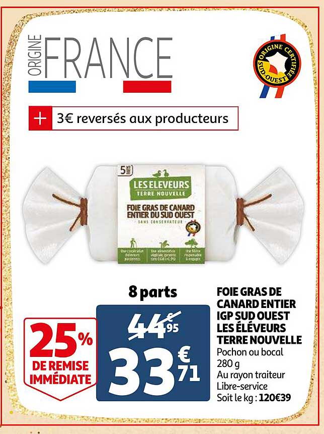 foie gras de canard entier igp sud ouest les éleveurs terre nouvelle