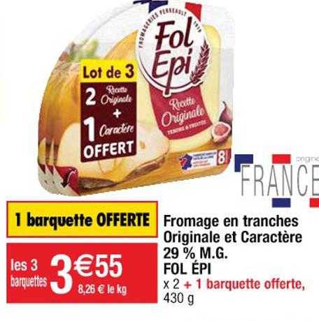 fromage en tranches originale et caractère 29% m.g. fol épi