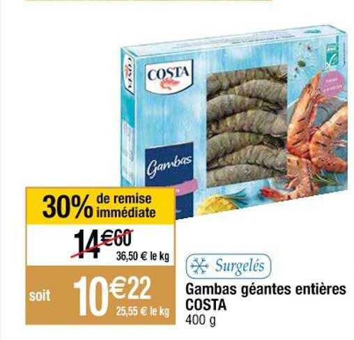 Gambas Géantes Entières Costa