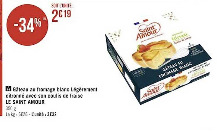 gâteau au fromage blanc légèrement citronné avec son coulis de fraise le saint amour