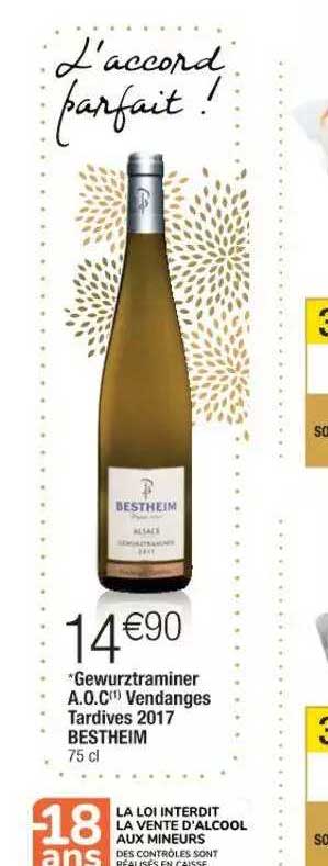 gewurztraminer a.o.c. vendages tardives 2017 bestheim