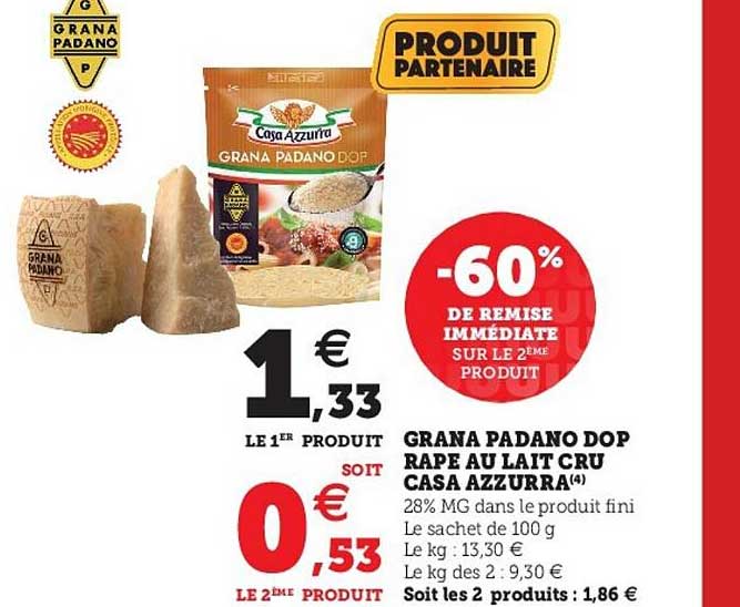 grana padano dop râpé au lait cru casa azzurra