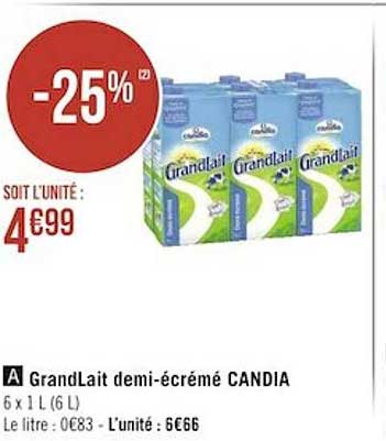 grandLait demi-écrémé candia