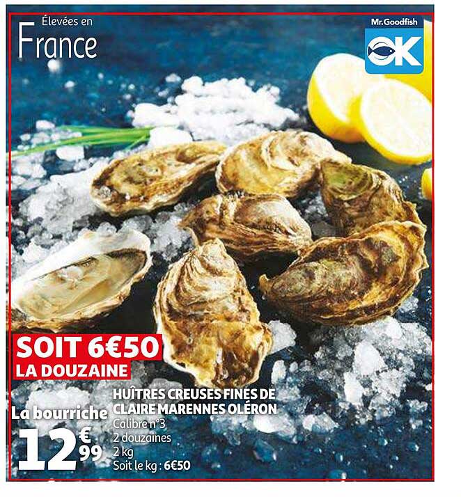 huîtres creuses fines de claire marennes oléron