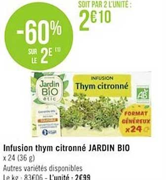 Infusion Thym Citronné Jardin Bio