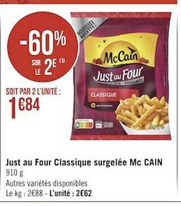 just au f our classique surgelée mc cain