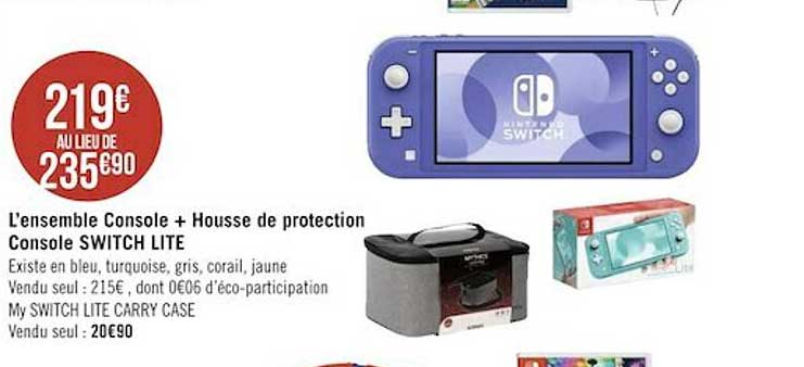 l'ensemble console + housse de protection console switch lite