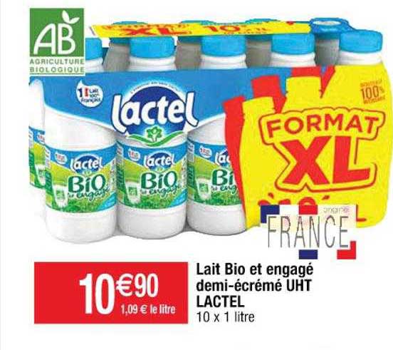 Lait Bio Et Engagé Demi-écrémé Uht Lactel
