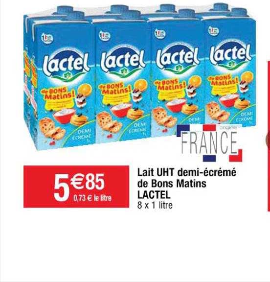 lait uht demi-écrémé de bons matins lactel