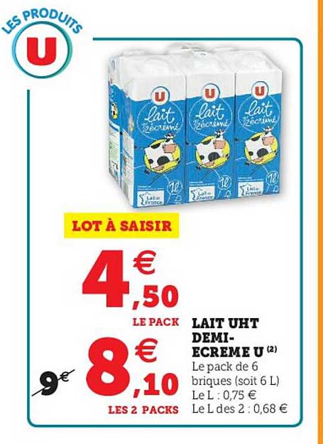 Lait Uht Demi-écrémé U