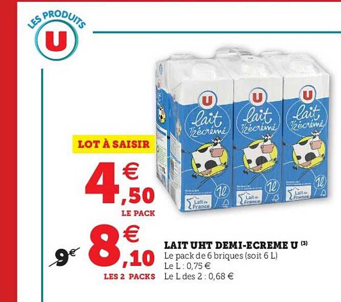 lait uht demi-écrémé u
