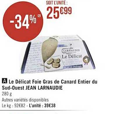 le délicat foie gras de canard entier du sud-ouest jean larnaudie