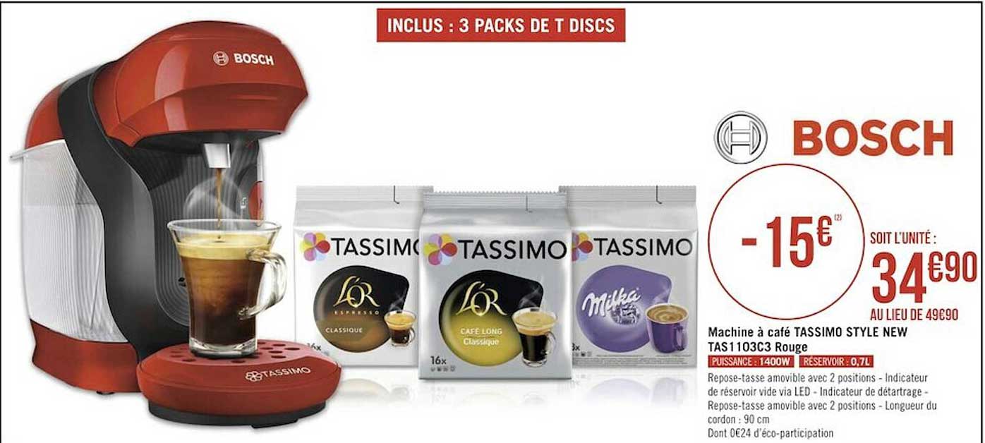 machine à café tassimo style new tas1103c3 rouge bosch