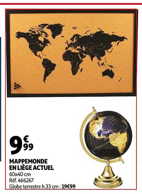 mappemonde en liège actuel