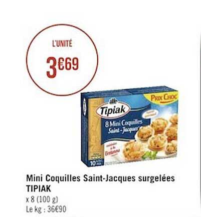mini coquilles saint-jacques surgelées tipiak