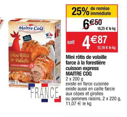 mini rôtis de volaille farce à la forestière cuisson express maître coq