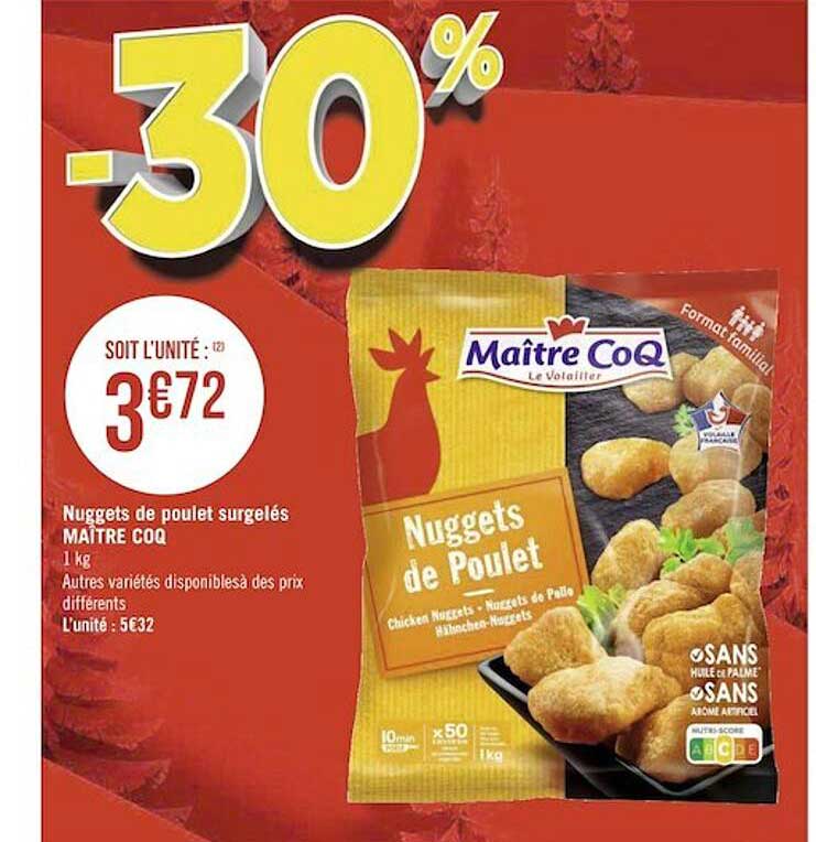 nuggets de poulet surgelés maître coq