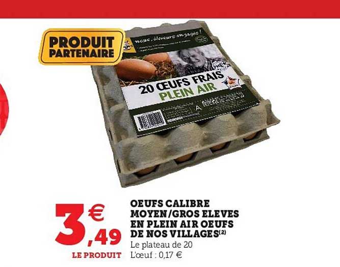 oeufs calibre moyen - gros élevés en plein air oeufs de nos villages
