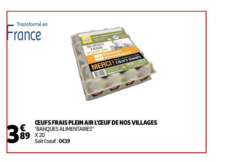 oeufs frais plein air l'œuf de nos villages "banques alimentaires"