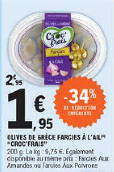 olives de grèce farcies à l'ail "croc'frais"