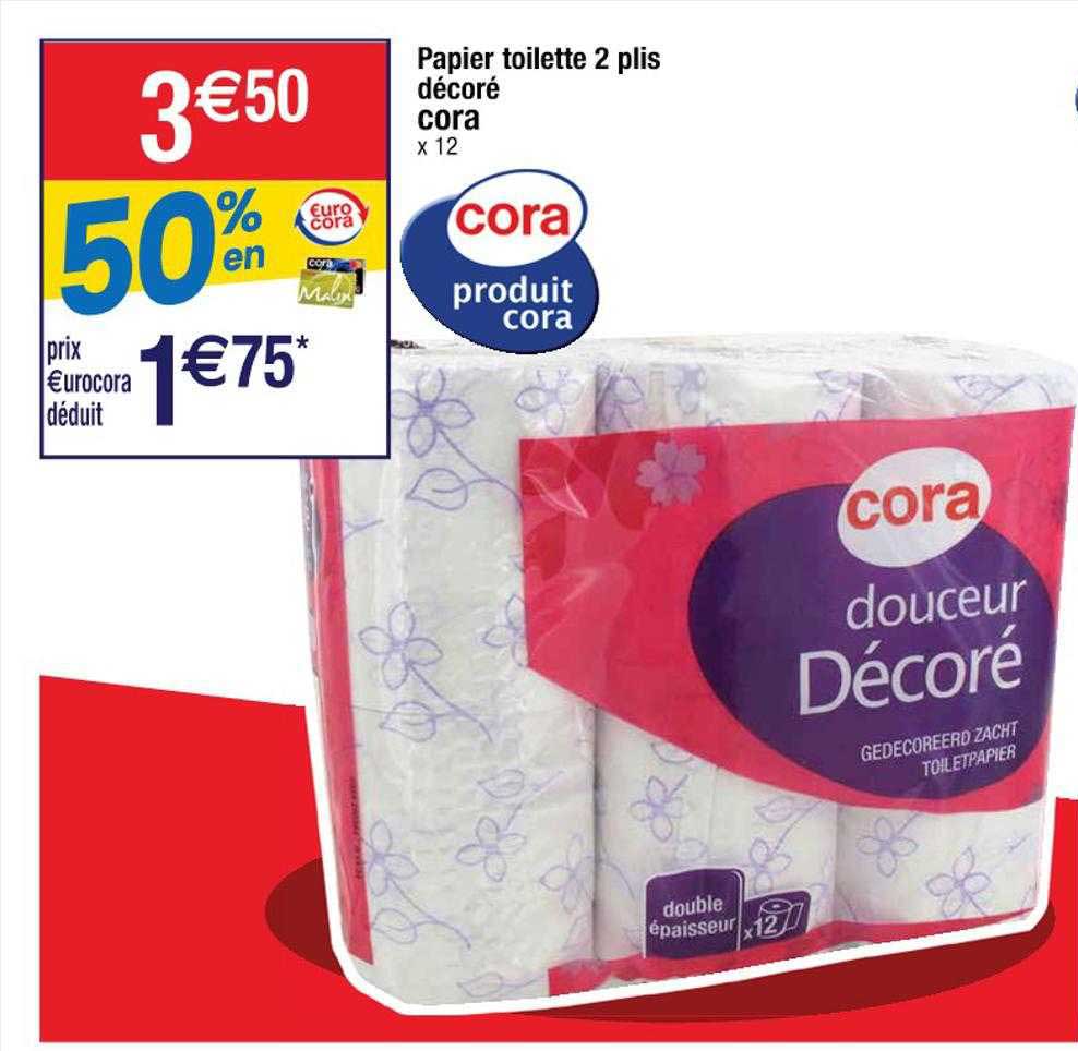 papier toilette 2 plis décoré cora