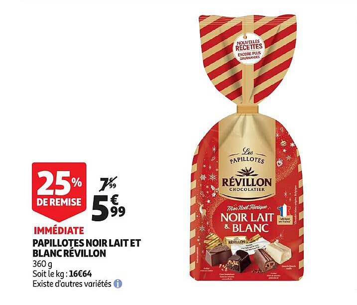 papillotes noir lait et blanc révillon