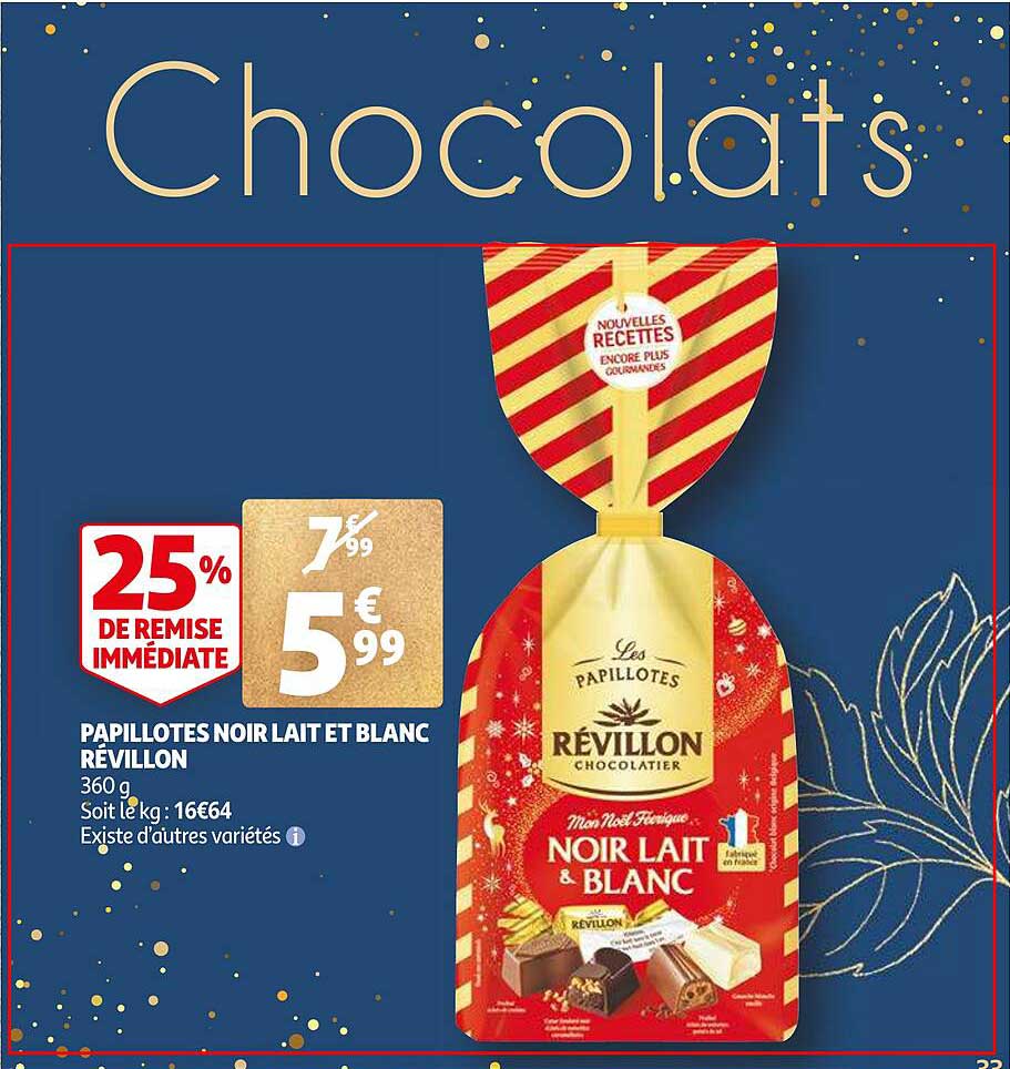 papillotes noir lait et blanc révillon