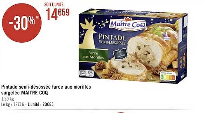 pintade semi-désossée farce aux morilles surgelée maitre coq
