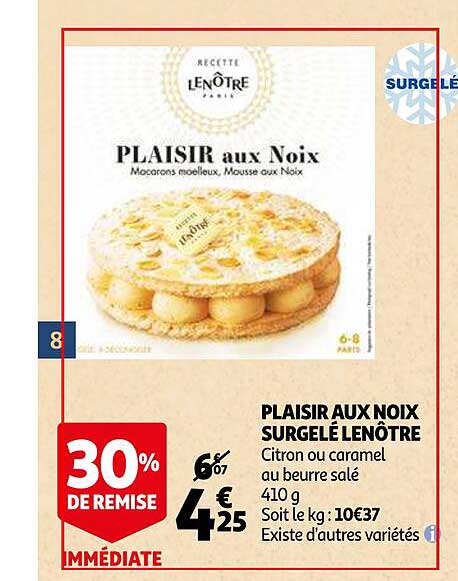 Plaisir Aux Noix Surgelé Lenôtre
