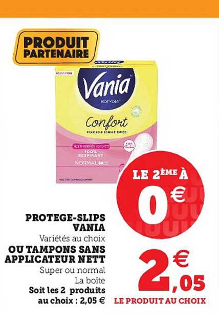 protège-slips vania ou tampons sans applicateur nett
