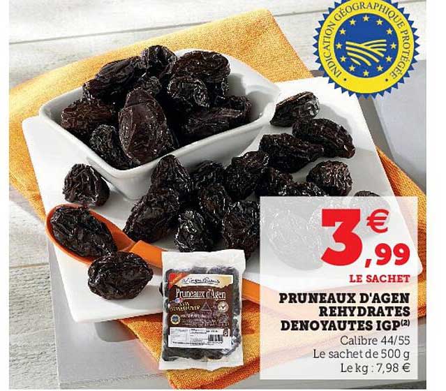 pruneaux d'agen rehydrates dénoyautés igp
