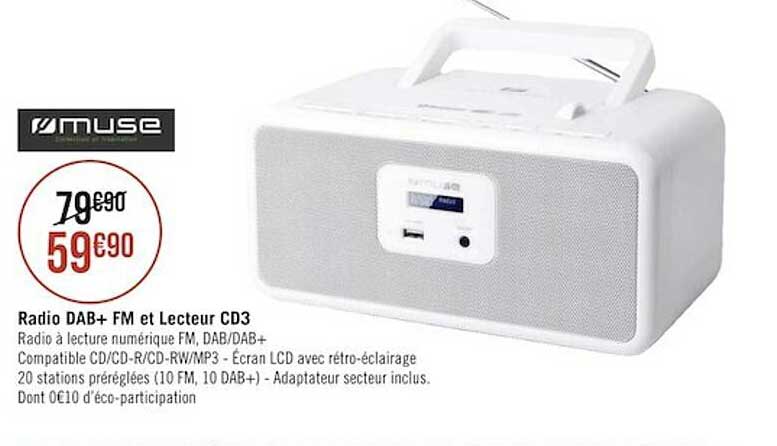 radio dab+ fm et lecteur cd3 muse