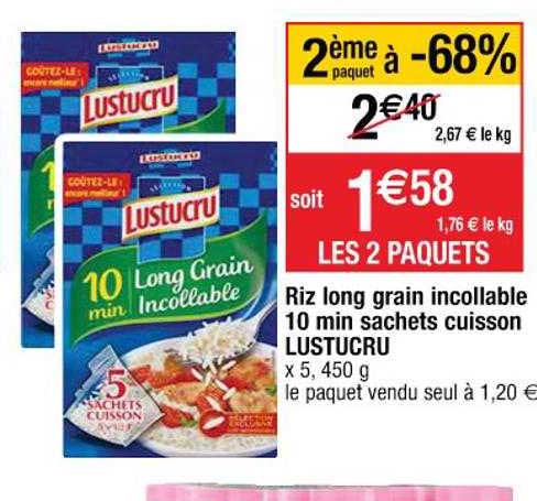 riz long grain incollable 10 min sachets cuisson lustucru