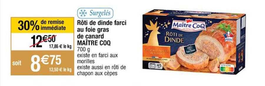 rôti de dinde farci au foie gras de canard maître coq