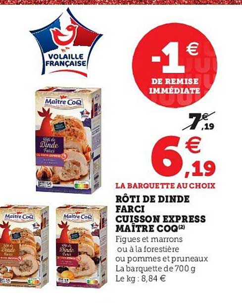 rôti de dinde farci cuisson express maître coq