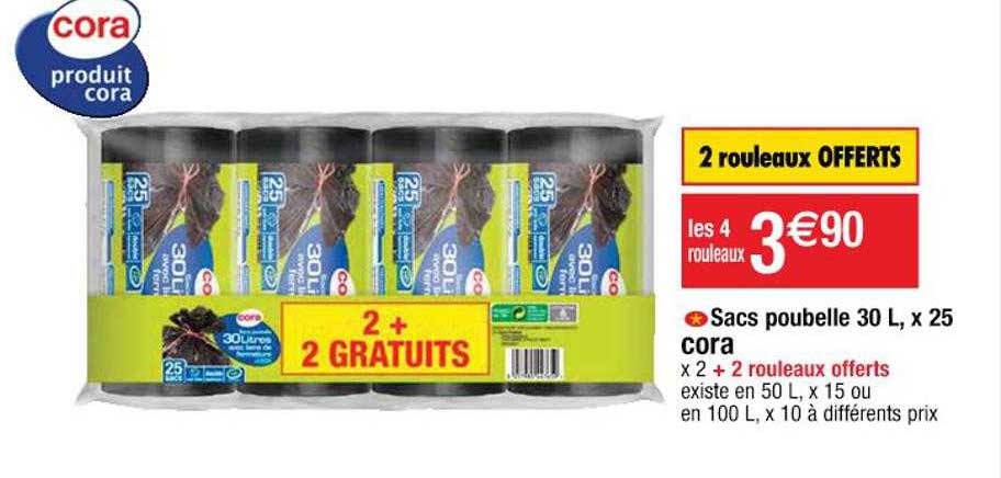 sacs poubelle 30 l, x25 cora