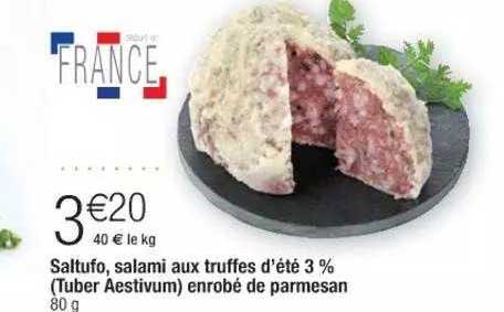 saltufo, salami aux truffes d'été 3% (tuber aestivum) enrobé de parmesan