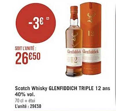 scotch whisky glenfiddich triple 12 ans 40% vol.