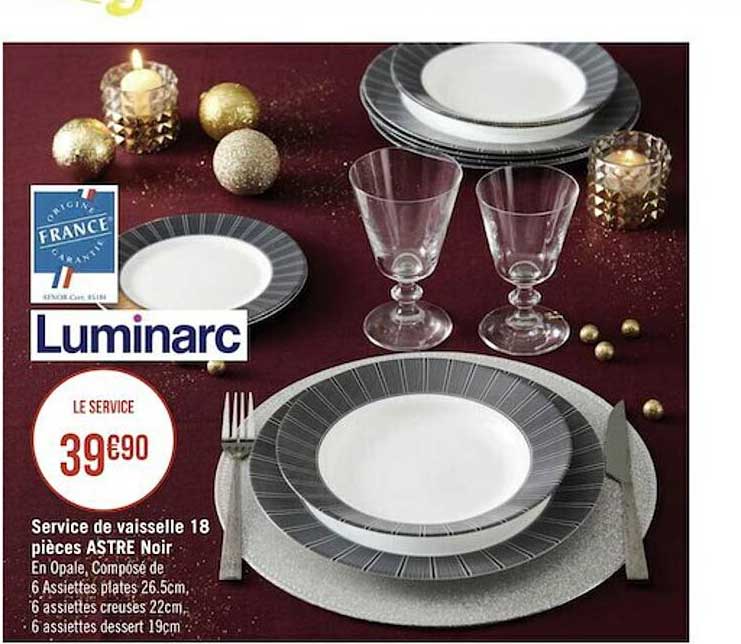 Service De Vaisselle 18 Pièces Astre Noir