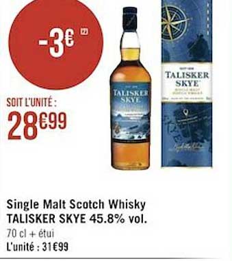 single malt scotch whisky talisker skye 45.8% vol.