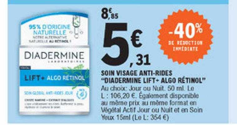 soin visage anti-rides "diadermine lift+ algo rétinol"